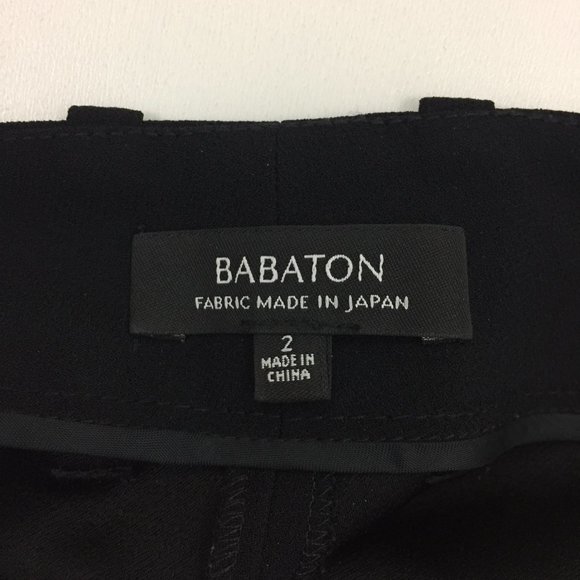 BABATON Black Japanese Fabric Button Hem Pleats Front Tapered Leg Dress Pants - Picture 2 of 9